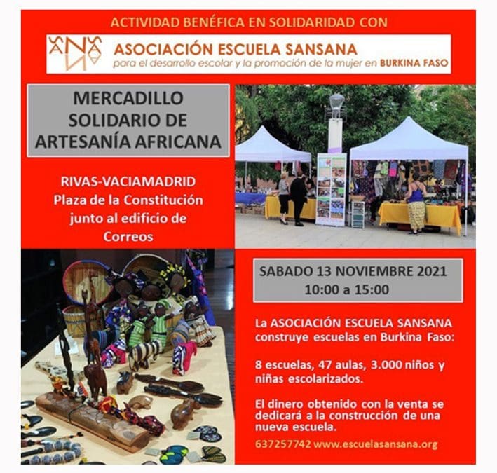 ESCUELAS SANSANA, ONG QUE TRABAJA LA SOLIDARIDAD EN BURKINA FASO, REALIZARÁ UN MERCADILLO SOLIDARIO