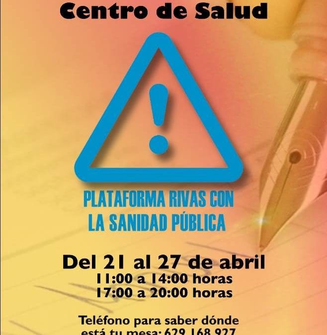 La Plataforma Rivas con la Sanidad Pública Inicia una Campaña Sin precedentes a Favor del Cuarto Centro de Salud